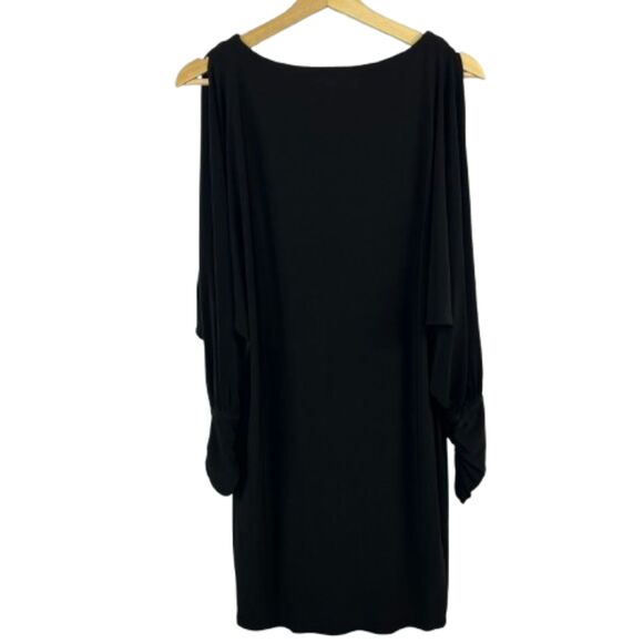 NWT Ralph Lauren Women's Cold Shoulder Slit Sleeve Black Dress Size XS -$140 - Picture 2 of 5